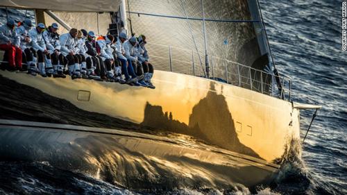 Malta photographer Kurt Arrigo leaned out of a helicopter to capture this stunning picture of the Rolex Volcano Race, winner of the World Yacht Racing Forum Image of the Year competition  ©  Kurt Arrigo http://www.loropianasuperyachtregatta.com